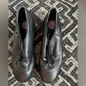 CAPEZIO TELE TONE TAP Size Adult 6 Medium Black Leather Tie Up Tap Dance…